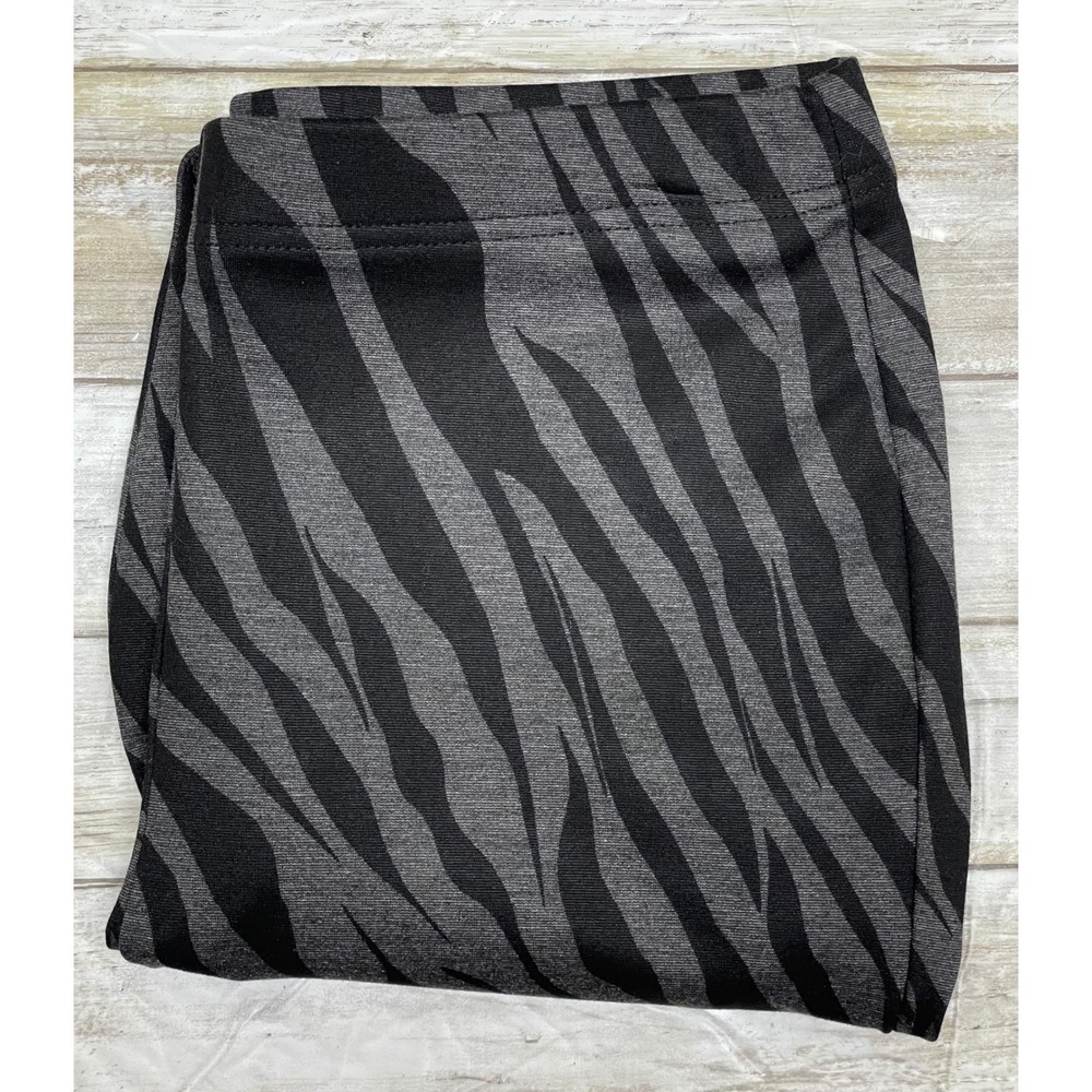Chicos Fabulously Slimming‎ Zebra Print Leggings Black Grey Women's size XS